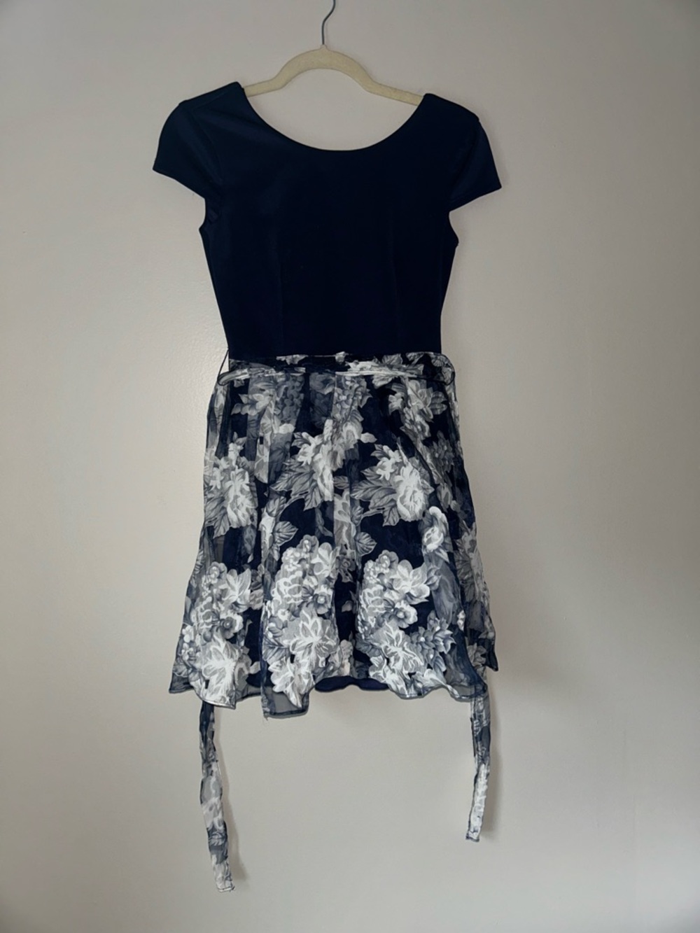 B. Darlin Navy and White Floral A-Line Dress